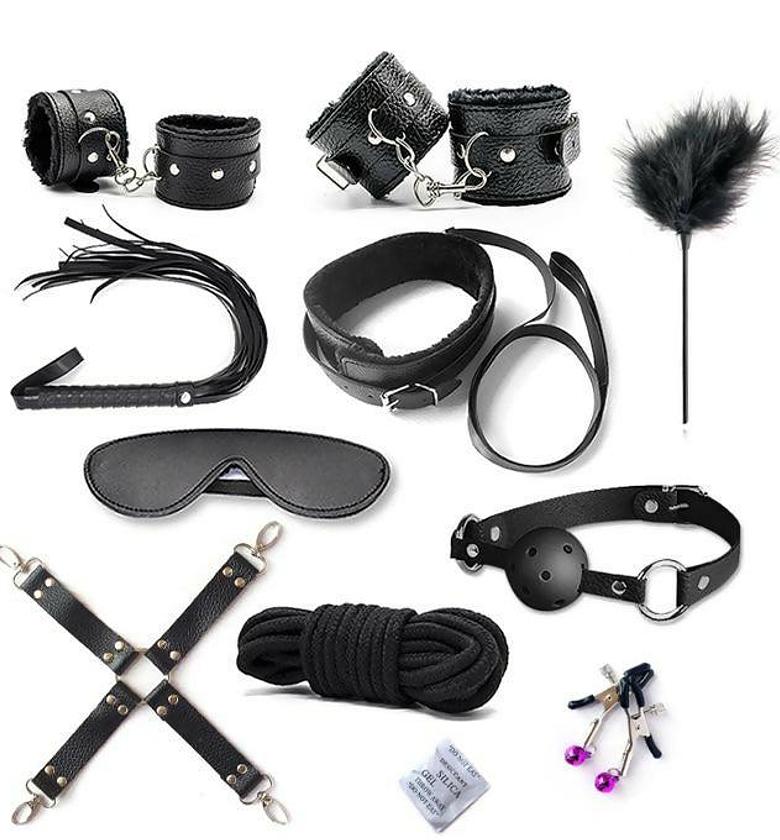 Adult Restraints BDSM Bondage Restraint Set Sex Handcuffs Whip Sex Toys for Women Adult Fetish image