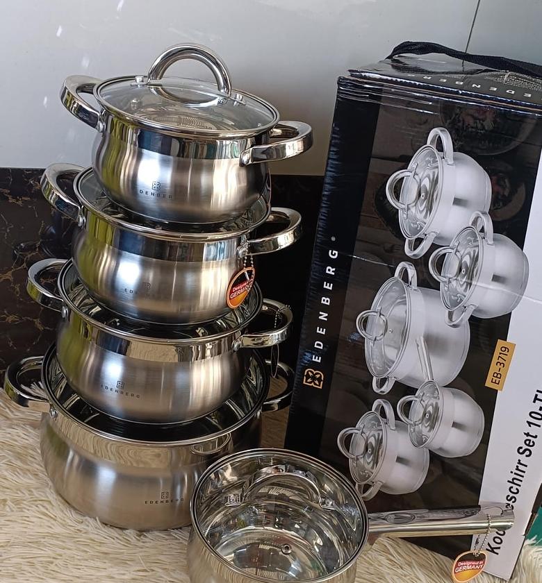 Quality Affordable 10 pc Eden burg cookware set Stainless. HIGHLY RECOMMENDED image
