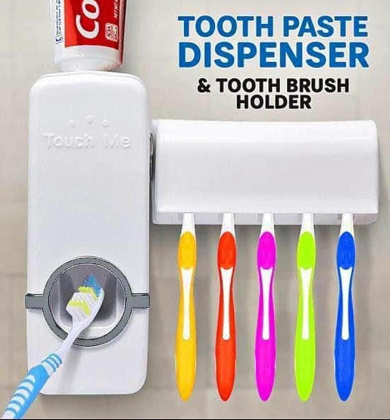 ➡️Toothpaste dispenser& Toothbrush holder(5 slots).      image
