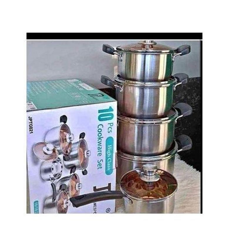 JP Jamesport Heavy duty induction base 10 PCS Stainless Steel Cookware Set Cooking Pots/sufuria image