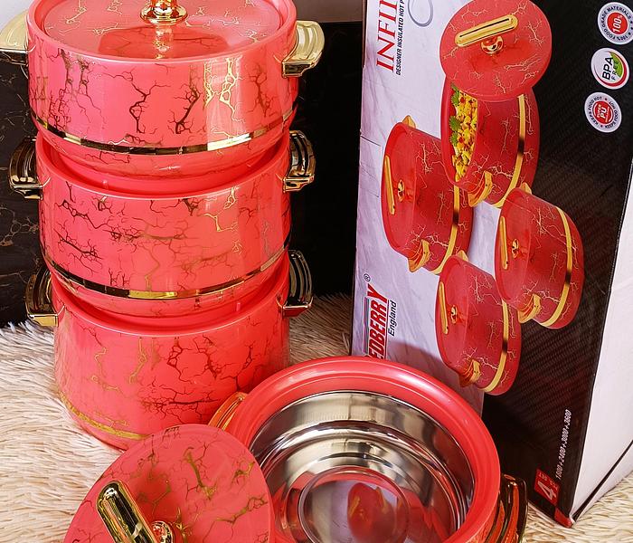 4 pcs infinite Professional Insulated hotpot -red image