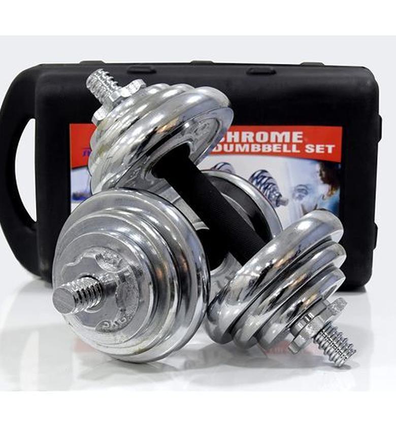 20kg ‎Adjustable Chrome Dumbbell Set With Carry Case image