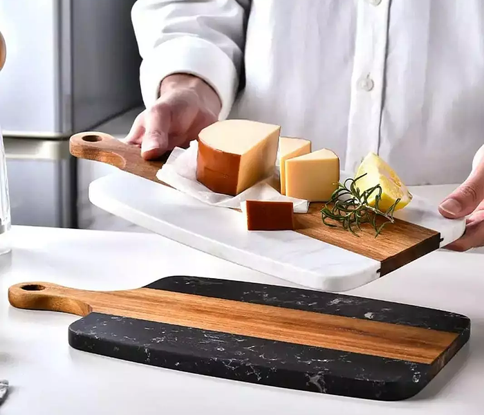  ACACIA or SERVING tray & CUTTING MARBLE BOARD STONE image