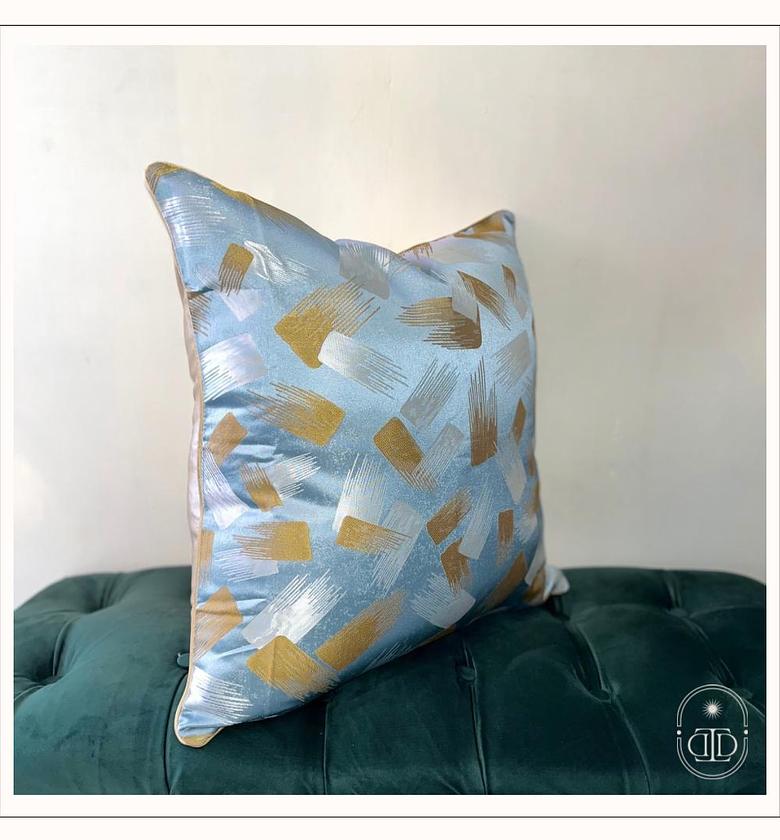 Luxe jacquard cushion cover in sky blue image