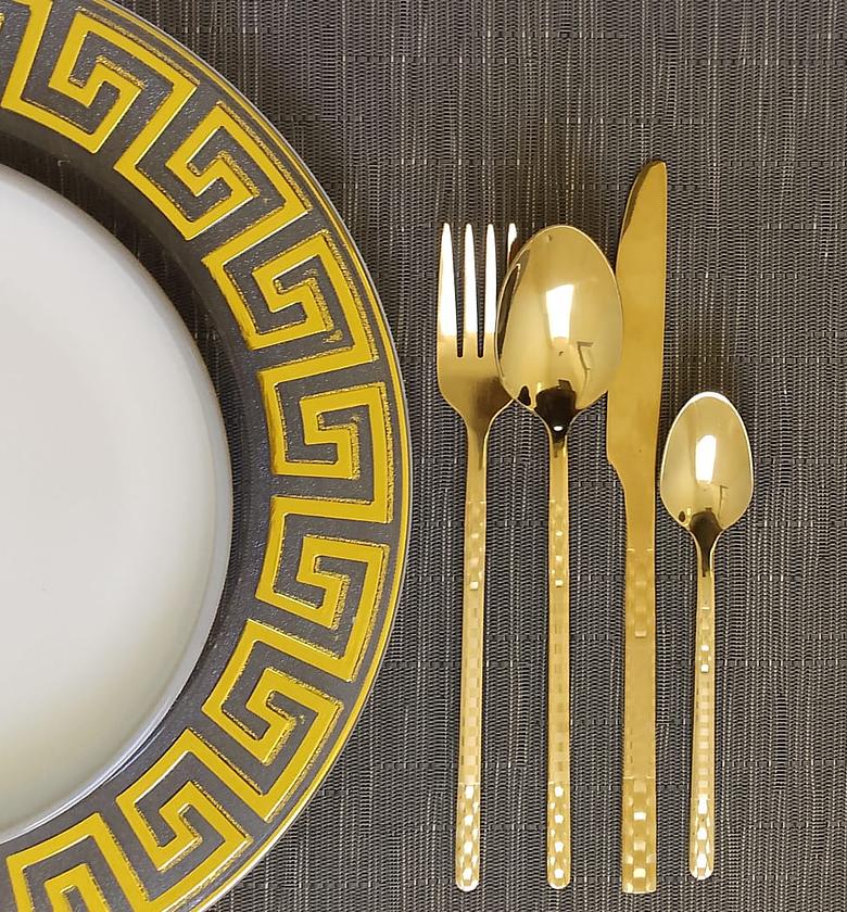 24 pcs gold silverware set food-grade stainless steel gold cutlery set,gold spoons forks knife set,premium gold flatware for 6 people,modern dinnerware set,kitchen sets for home,dishwasher image