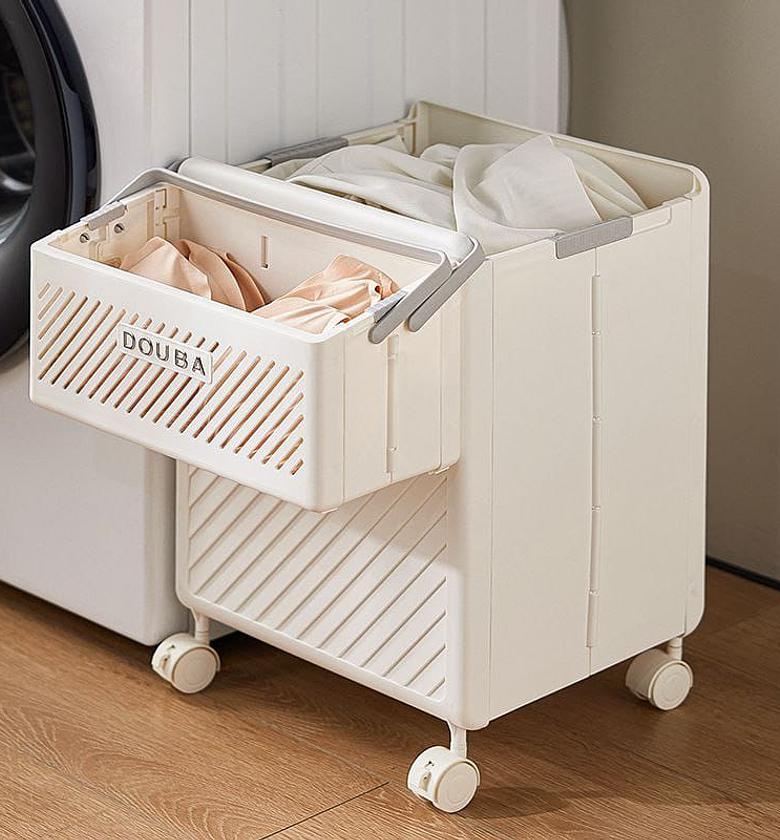 2pcs Foldable laundry Hamper basket with Wheels  image
