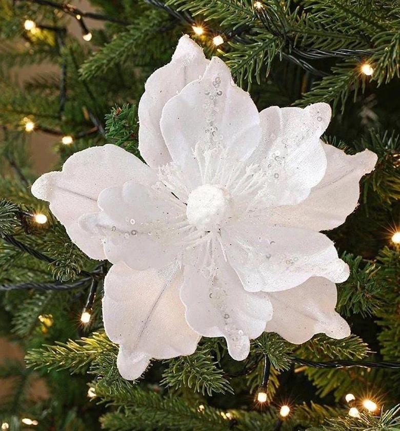 30cm Glitter Artificial Christmas Flowers image