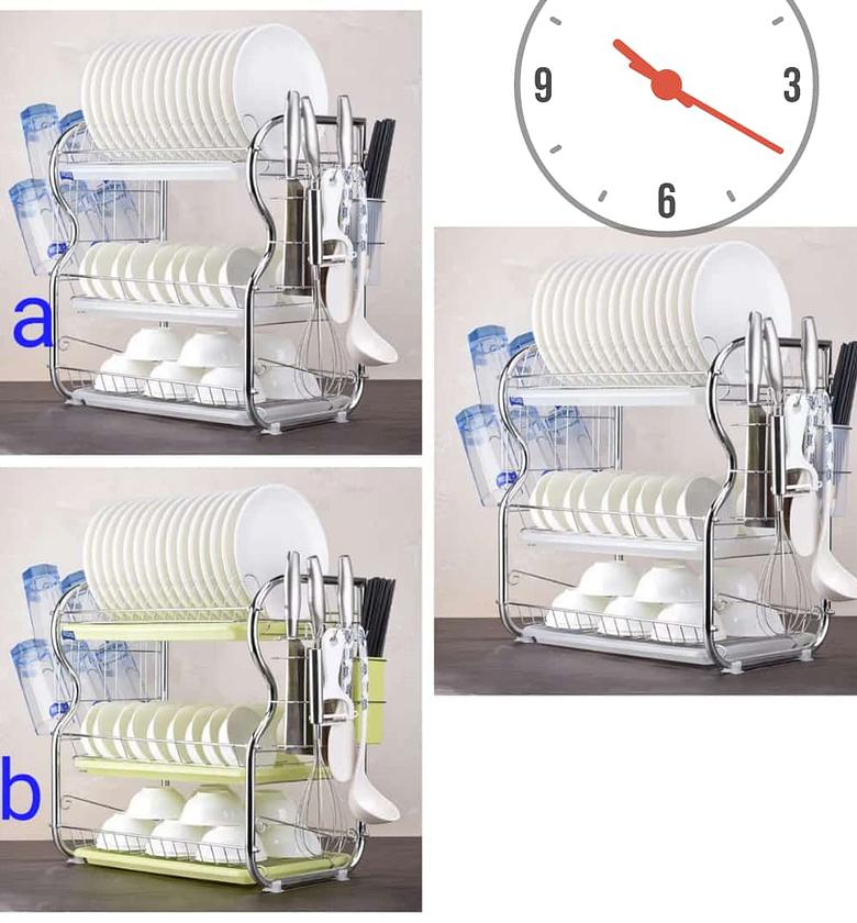 Stainless Steel 3 Layer Dish Drainer Rack With 3 Trays image