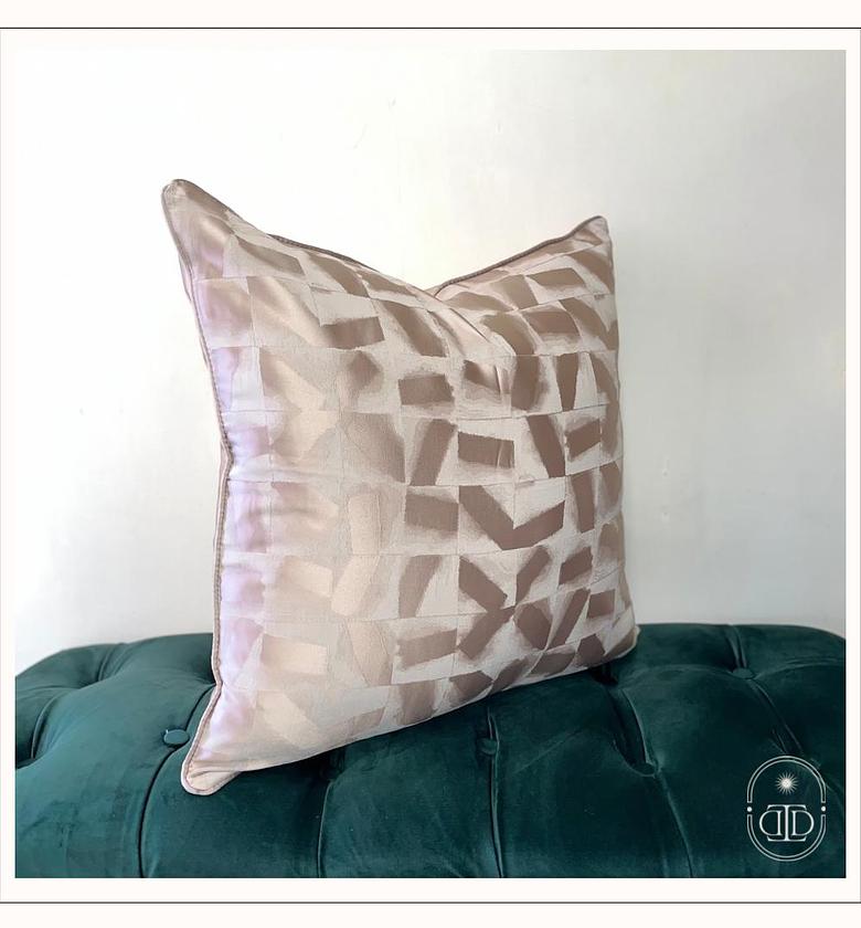 Luxe light khaki jacquard cushion cover  image