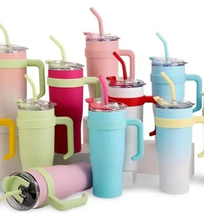 Stanley 1.2 litres Stainless Steel Tumbler with Handle & Straw Lid, Insulated Reusable Stainless Steel Travel Mug image