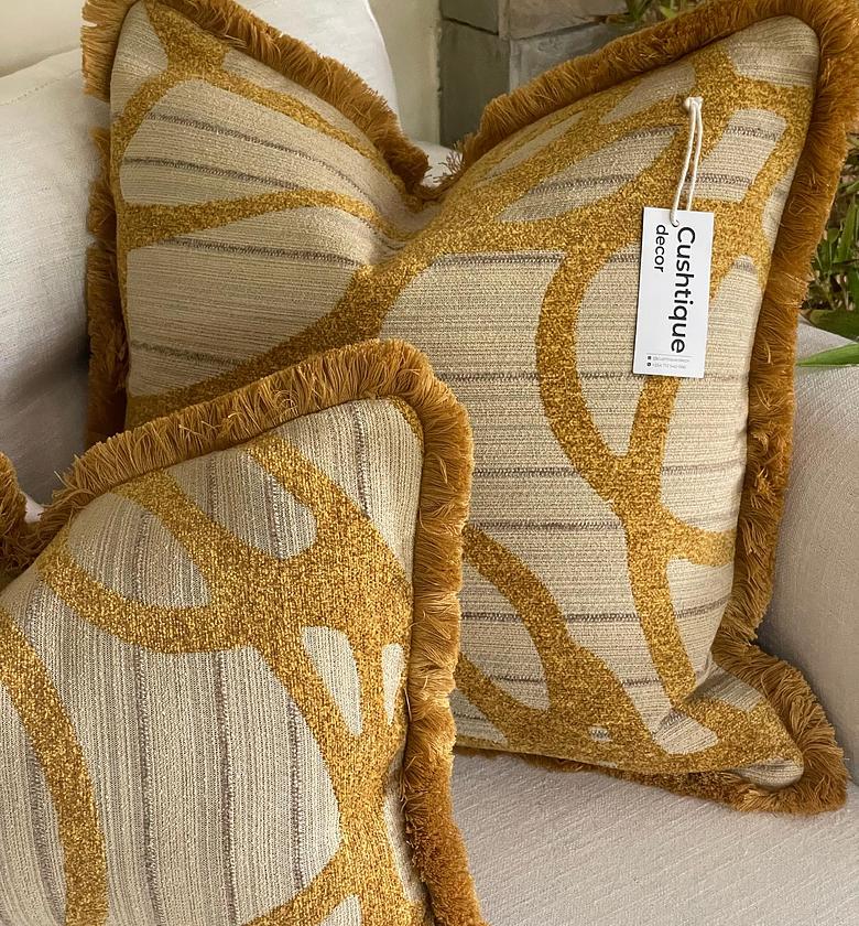 Vine Cushion paired with brushed fringe trim image