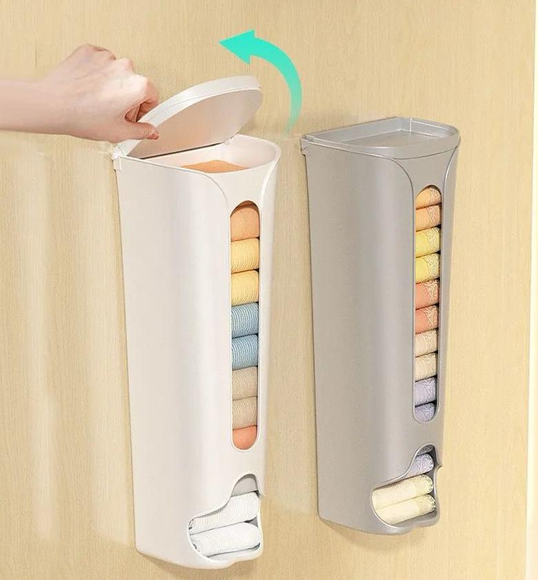 Bin Bag Plastic Mini Storage Box  ✅Can also be used to store under garments or small clothing like handkerchiefs   ✅Wall Mounted Underwear  Home Storage Socks Sorting Box Underwear Storage Box image