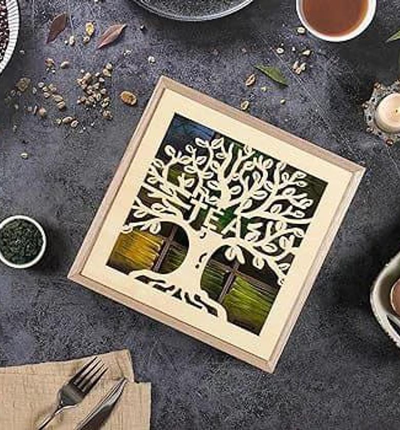Handmade family tree wooden tea/coffee organizer image