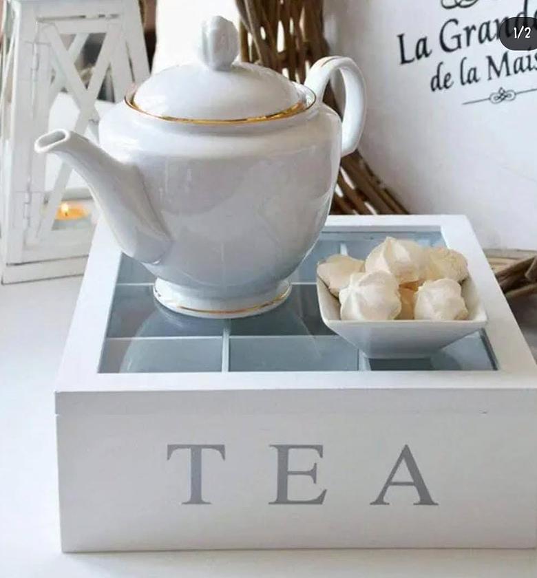 Wooden tea box/ tea bag organizer. image