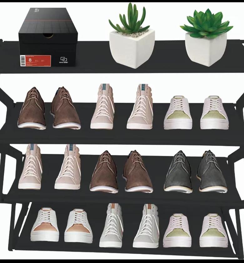 Foldable multifunctional shoe rack, - 4 Layer ( 12 shoes) Colours black and white image
