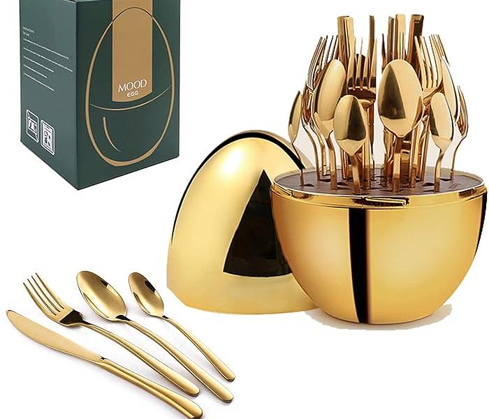 36pc Executive Egg-Shaped Cutlery Set-gold image