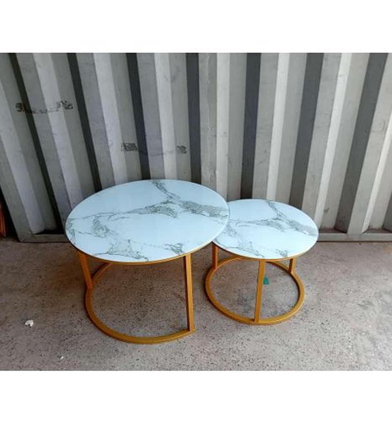 Marble nesting coffee table (glass effect) white image
