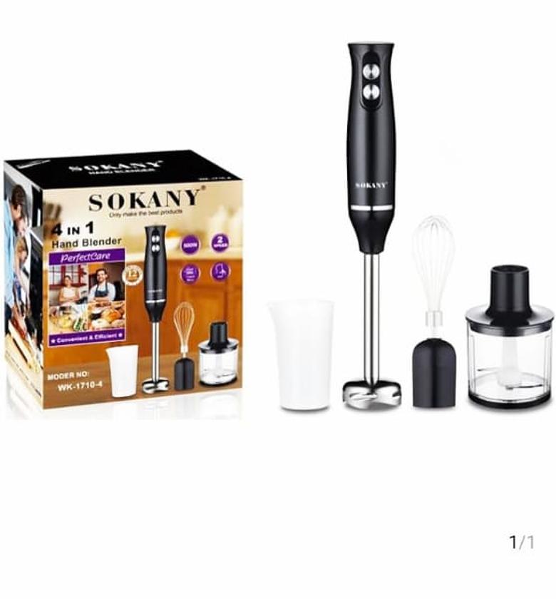 Sokany Hand Blender 500W 4-in-1 Stick Mixer with Stainless Steel Food Processors,700ml Mixing Beaker,500ml Chopper, Egg Whisk for Baby Food,Smoothies,Juice,Sauce,2-Speed image