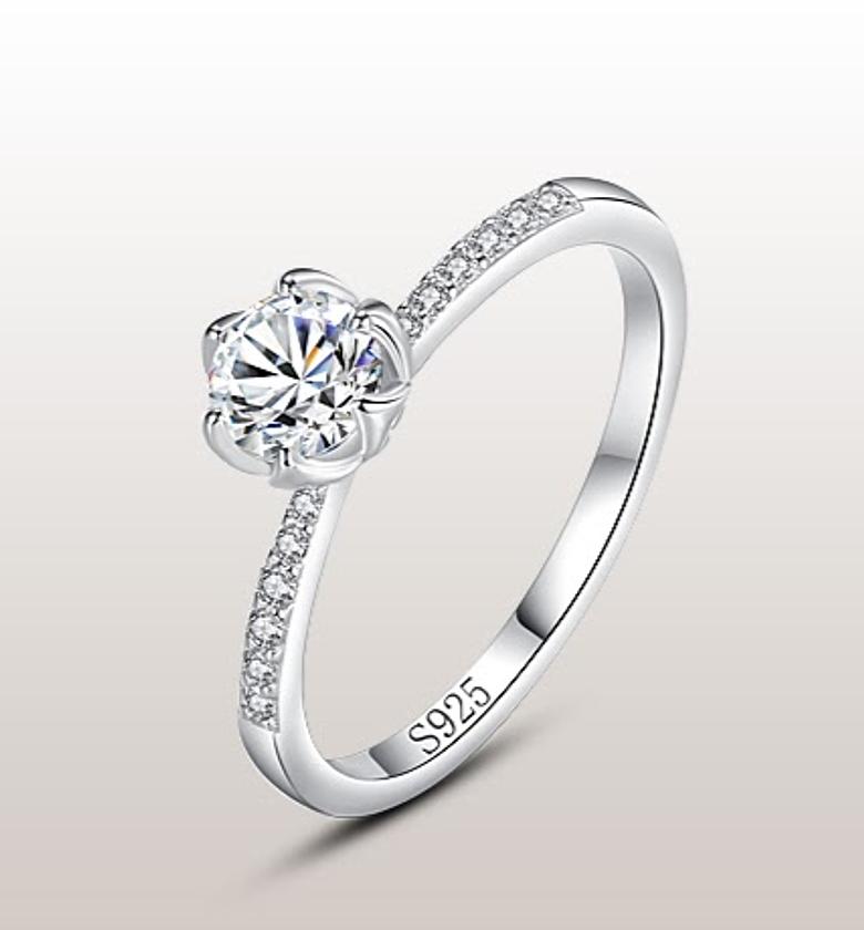 Round sterling silver engagement ring image