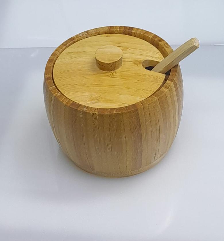 320ml Bamboo Sugar Dish With Bamboo Teaspoon image