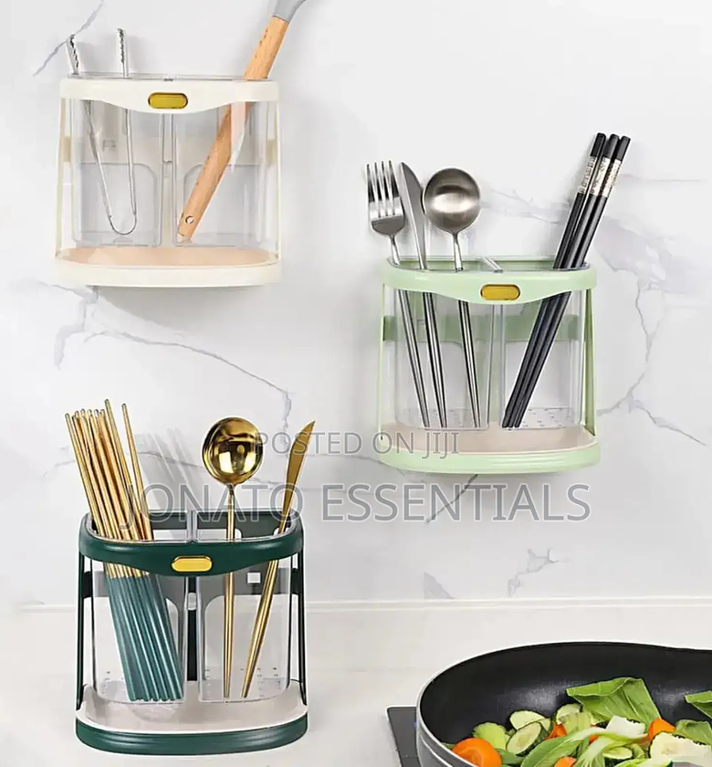 Wall-Mounted Cutlery Utensil Holder Organizer Rack image