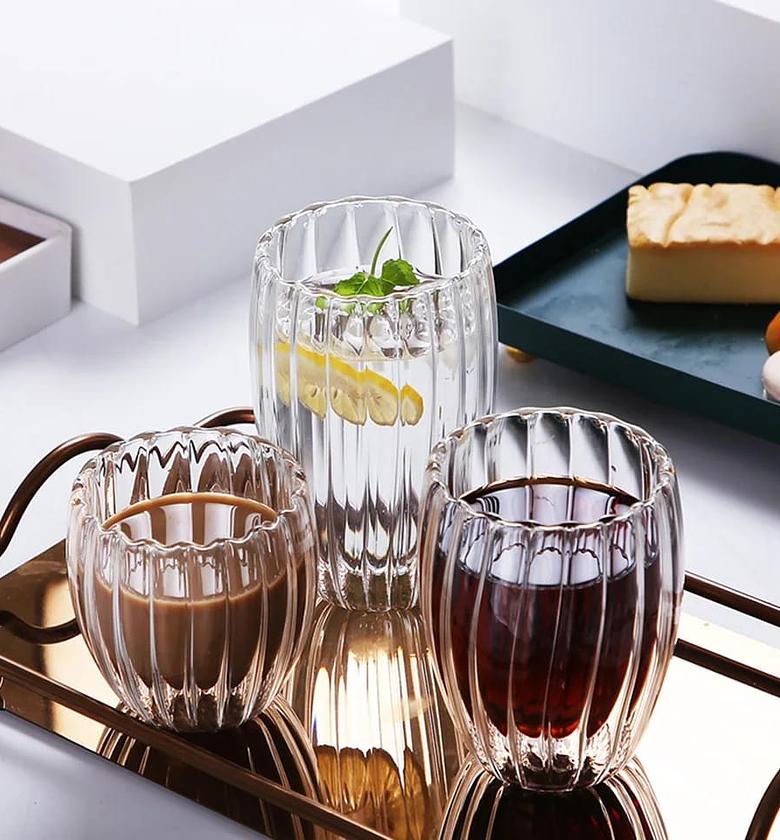 Stripe Double Wall  Glass Mug  image