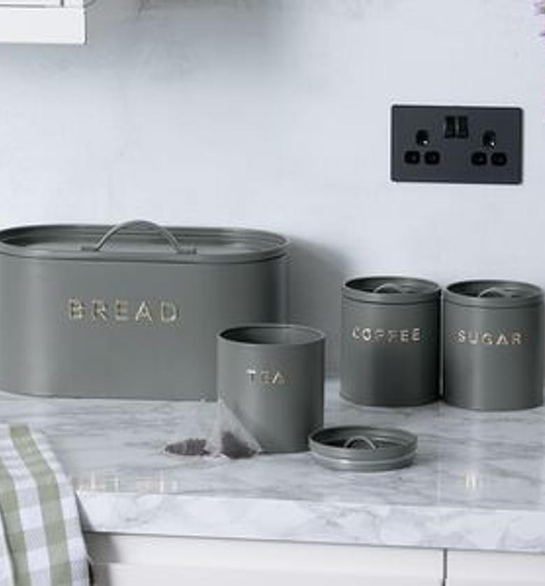 10L Galvanized bread bin plus 3x1200ml canisters  image