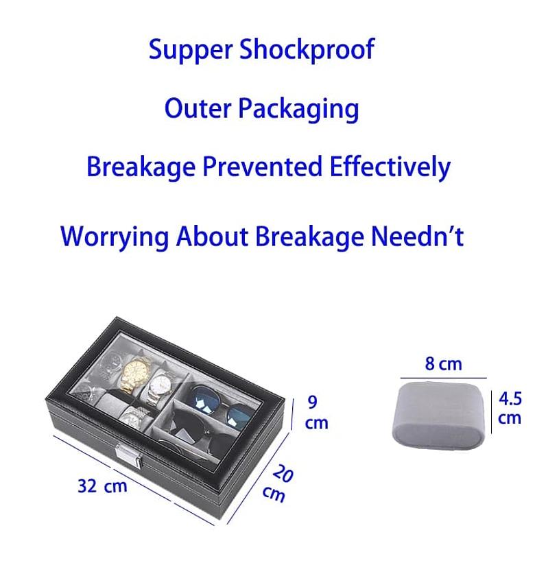 6+3 Slots PU Leather  Watch Sunglass Organizer  Box image