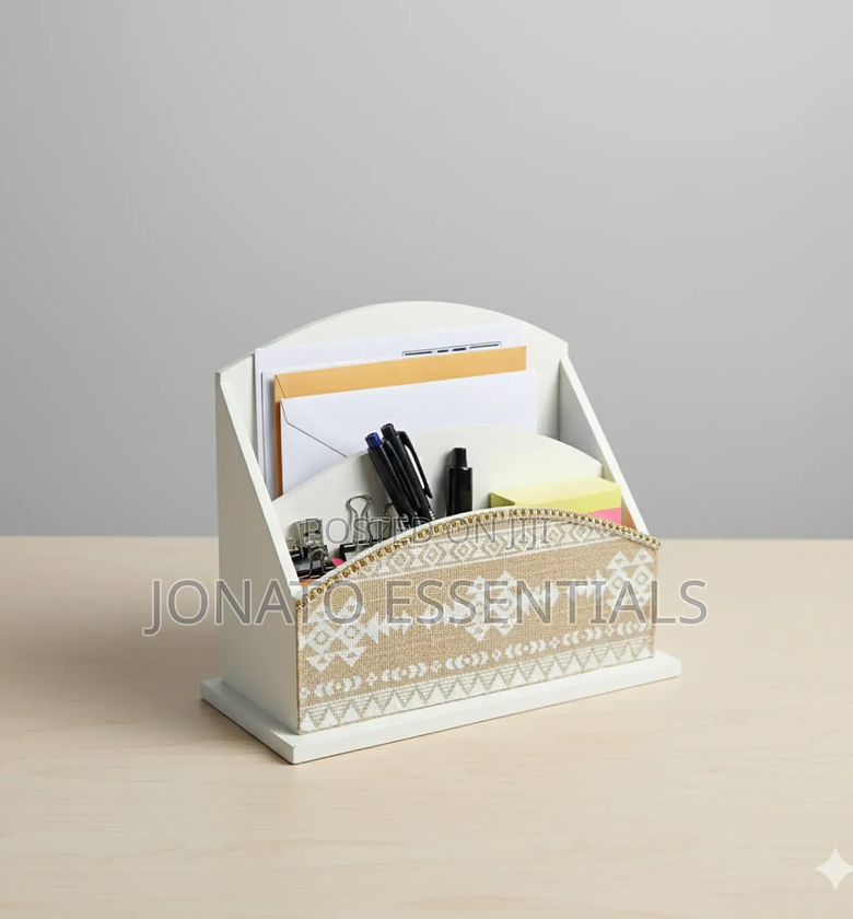 Modern Wooden Desk Organizer Stationery Holder for Home Office image