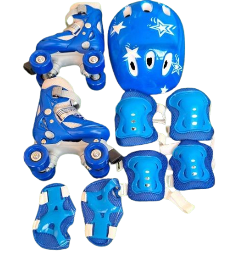 SKATE SHOES. Skates 4 Wheel Full Set Full With protective gear: helmet, elbow pads, knee pads, wrist guards size 26 to 38 image