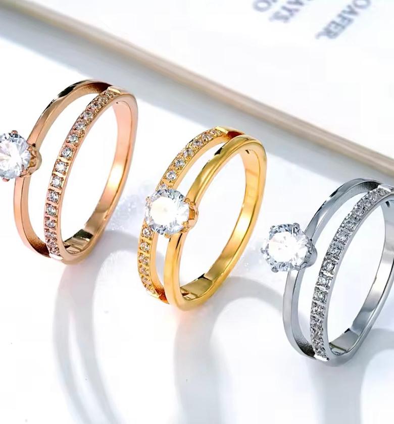 Stainless Steel Dual-Band Solitaire Ring image