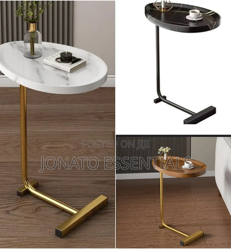 Modern Oval Wood Side Table, Bedside Nightstand image