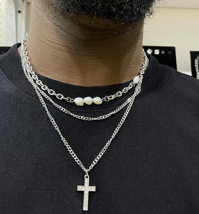 Trinity Layers Stainless Steel Cross Chain Set image