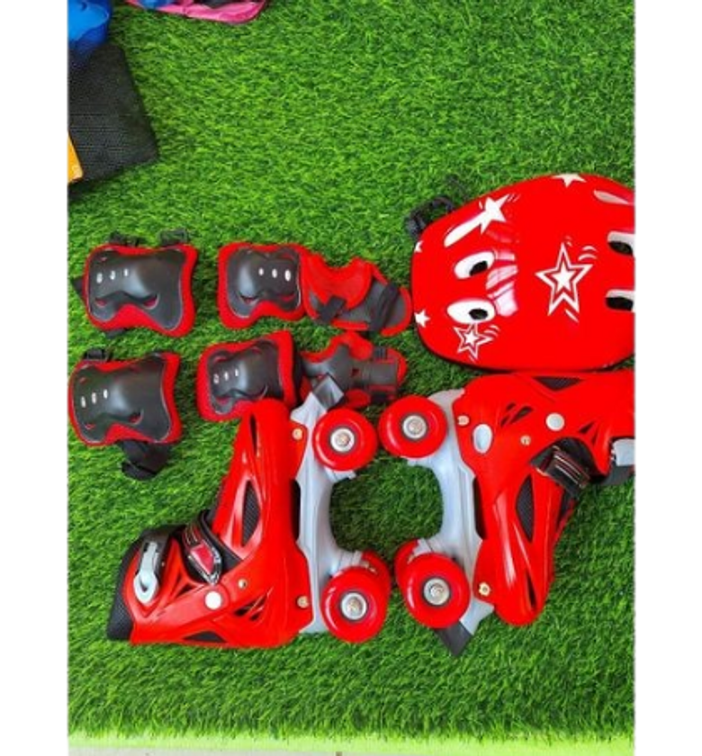 SKATE SHOES. Skates 4 Wheel Full Set Full With protective gear: helmet, elbow pads, knee pads, wrist guards size 26 to 38 image