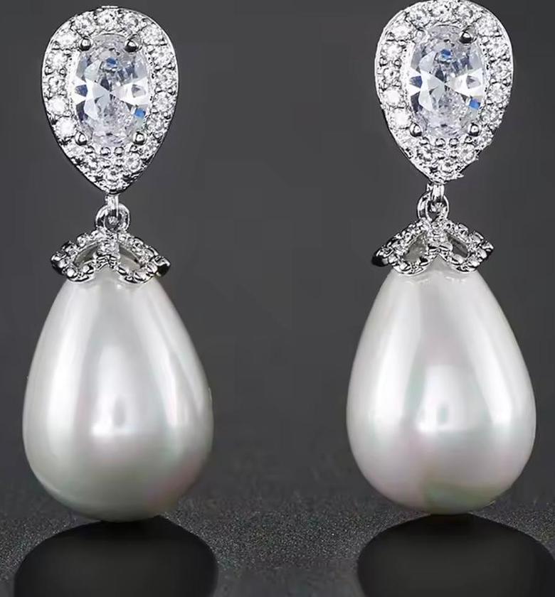 Dazzling Halo Pearl Drop Earrings image