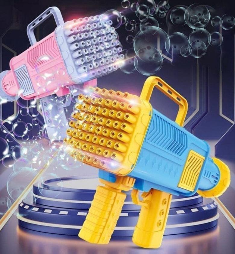 Bubble Gun. Rechargeable Bubble Gun - 60 Holes with Lights image