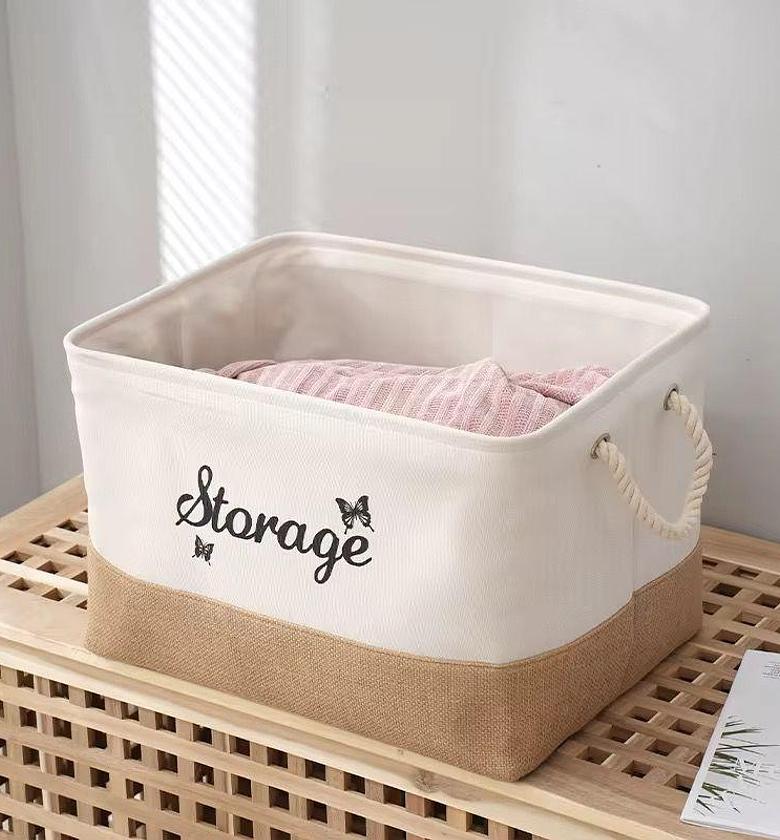 Rectangle organizer / toy basket / storage box with rope handles  image