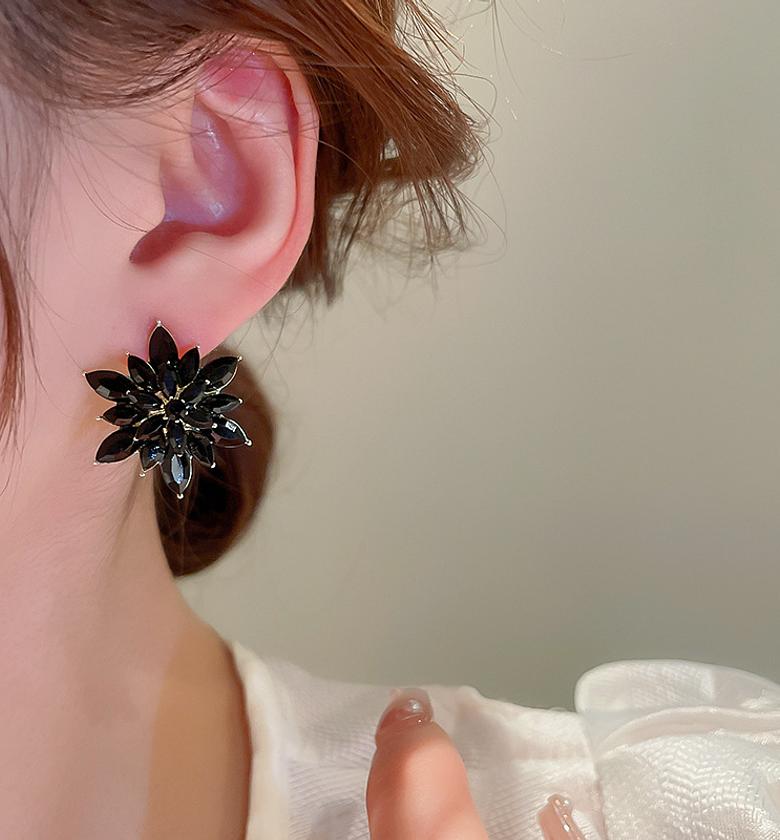Black crystal stud earrings  image