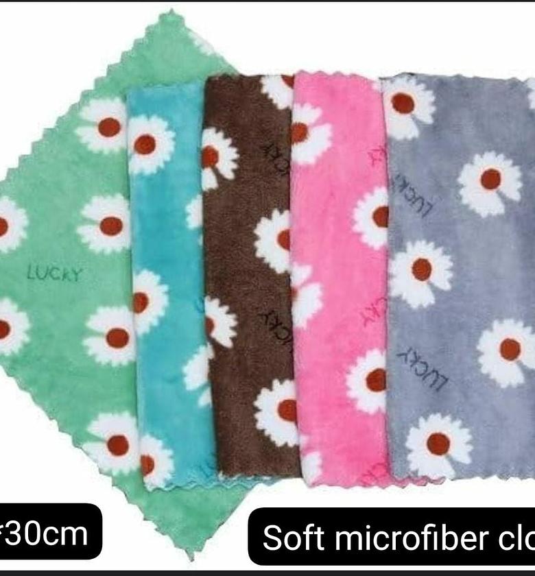 5pc Coral Fleece Square Absorbent Cloth or Towel image