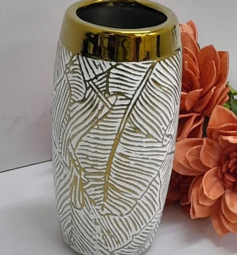 Ceramic Vase Golden Stripes image