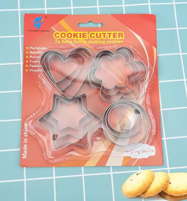 12-Piece Stainless Steel Cookie Cutter Set for Baking & Fondant - Heart, Star, Flower & Round Shapes - Professional Kitchen Tools Nairobi image