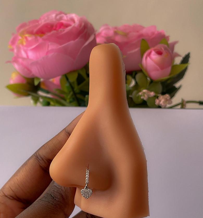 Pave Heart Dangle Nose Ring image
