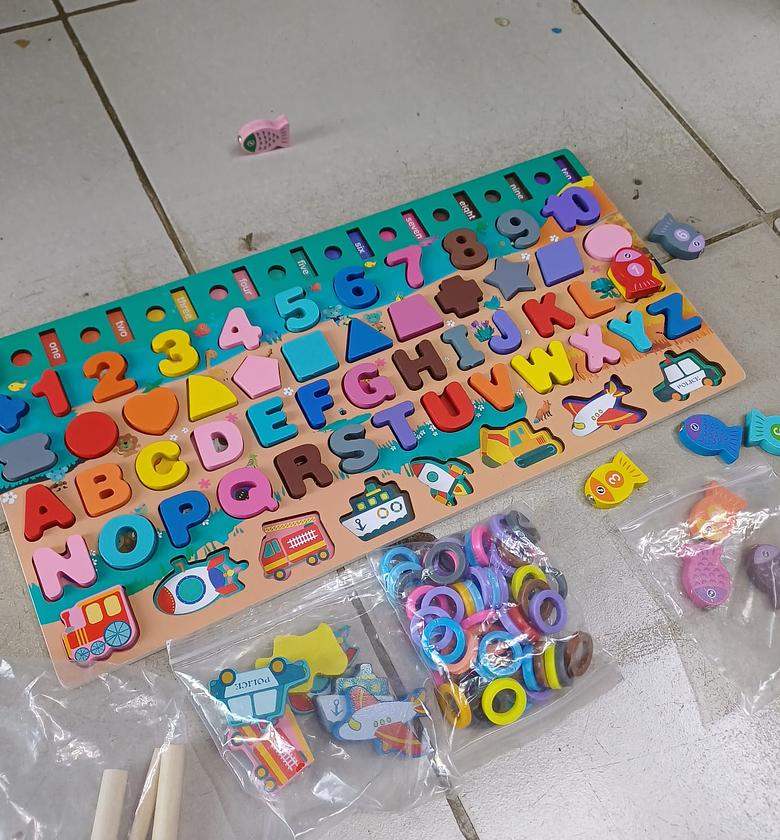 Montessori Wooden Multi-Functional Learning Puzzle Board image