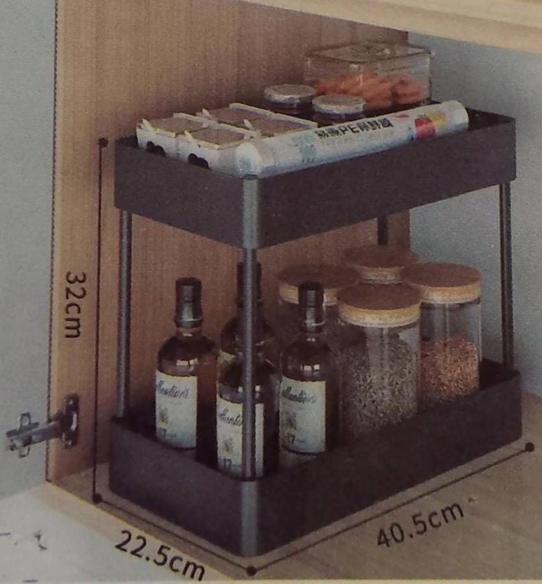 Detachable 2 layer smart golden baby multipurpose spice rack with bottom drawer image