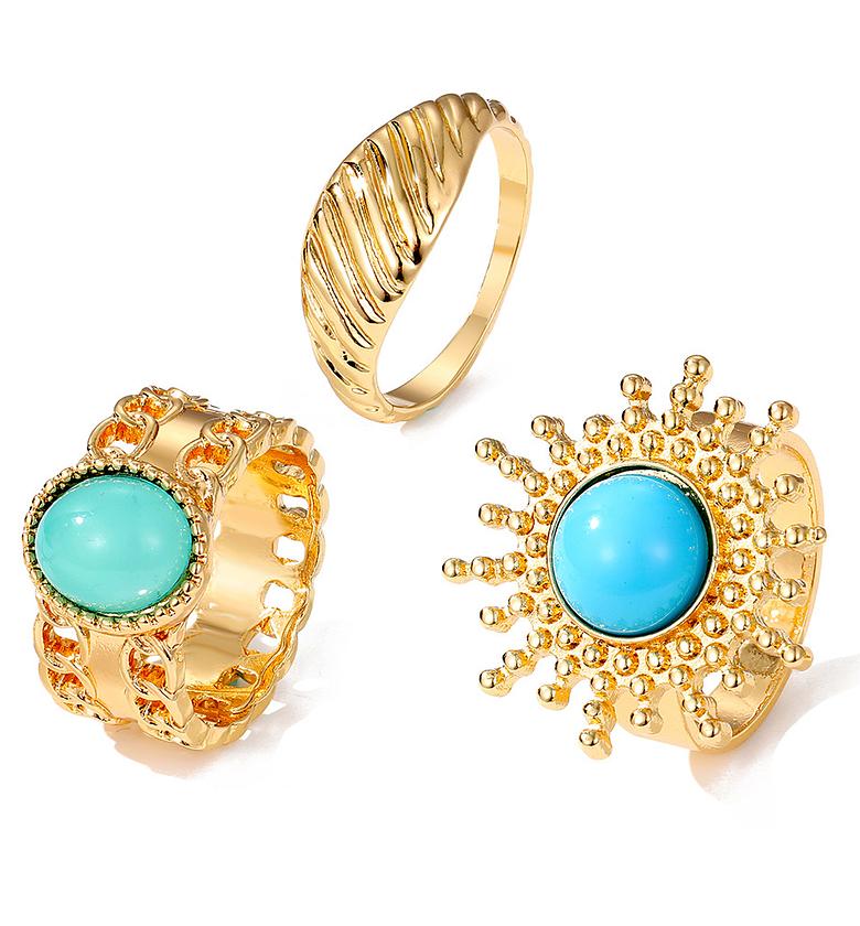 Sun Moon Gemstone Ring Set image