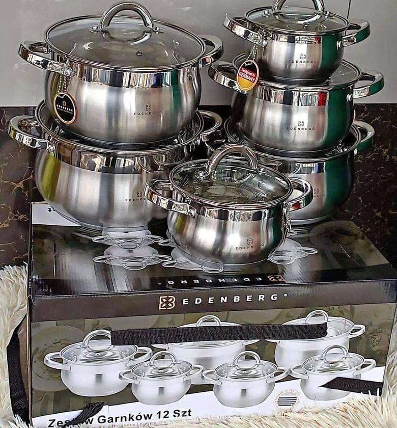 Edenberg 12-piece stainless steel cookware set.  image