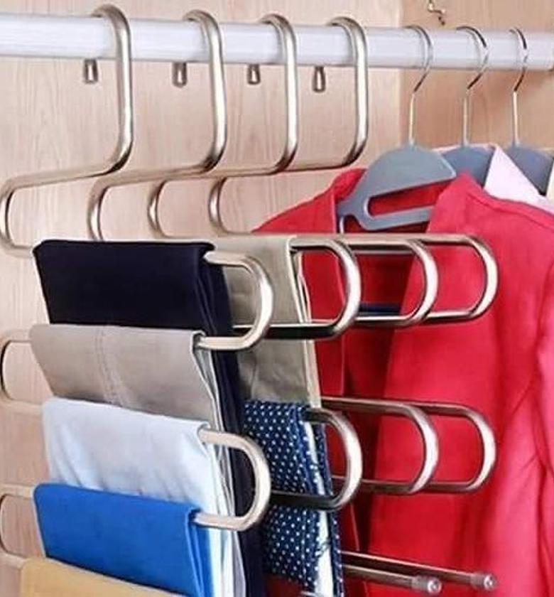 5pcs Space Saving Heavy Stainless Steel Trouser Organizer ( Multi~purpose Hanger) image