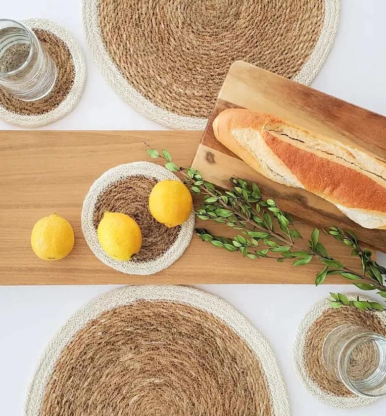 6Pcs Natural Handmade Straw Wooven Table mats. image