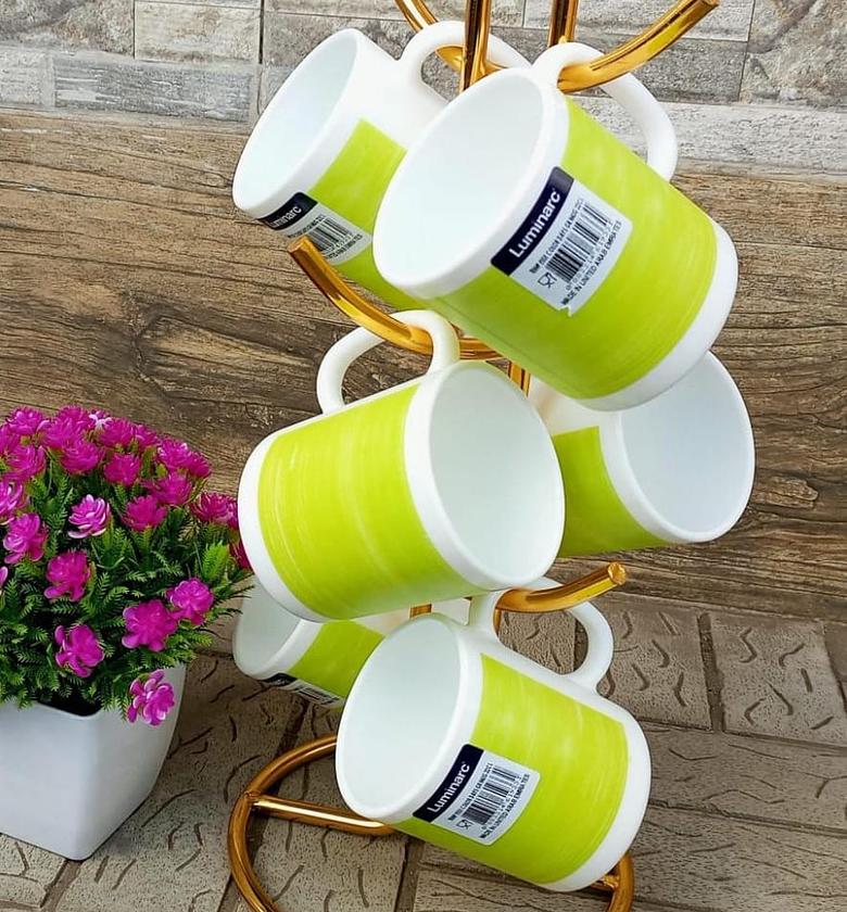 Teacups. Luminarc 6 pc plain white mugs image