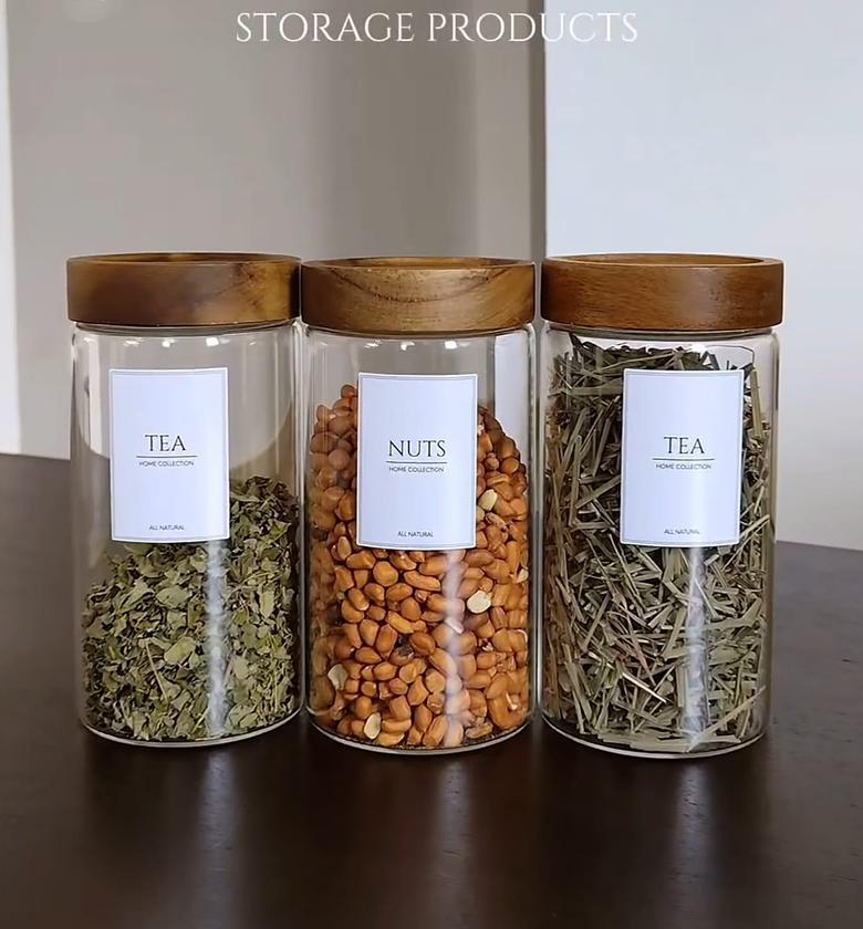 High Borosilicate Glass Storage Jars with Acacia Airtight Lids image